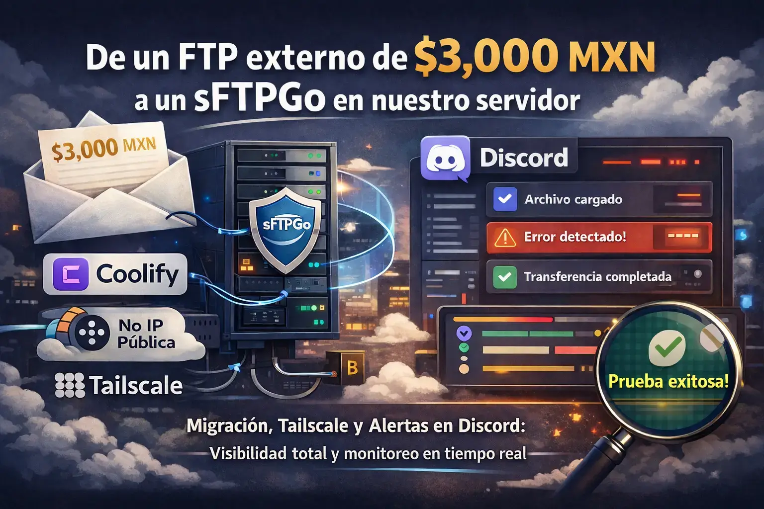 Servidor FTP propio con sFTPGo y Coolify: la alternativa gratuita a Hostinger