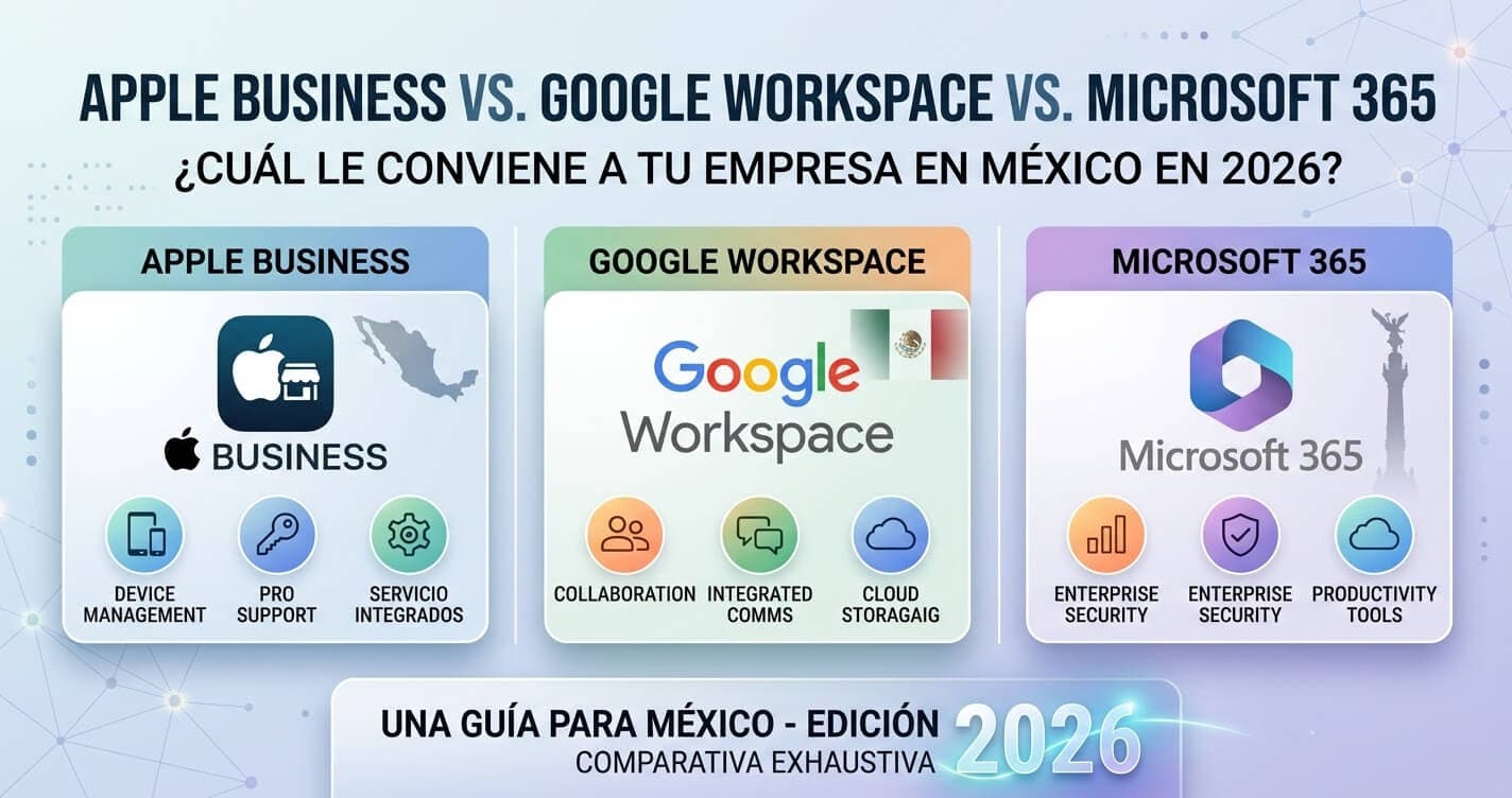 Apple Business vs Google Workspace vs Microsoft 365: cuál le conviene a tu empresa en México en 2026
