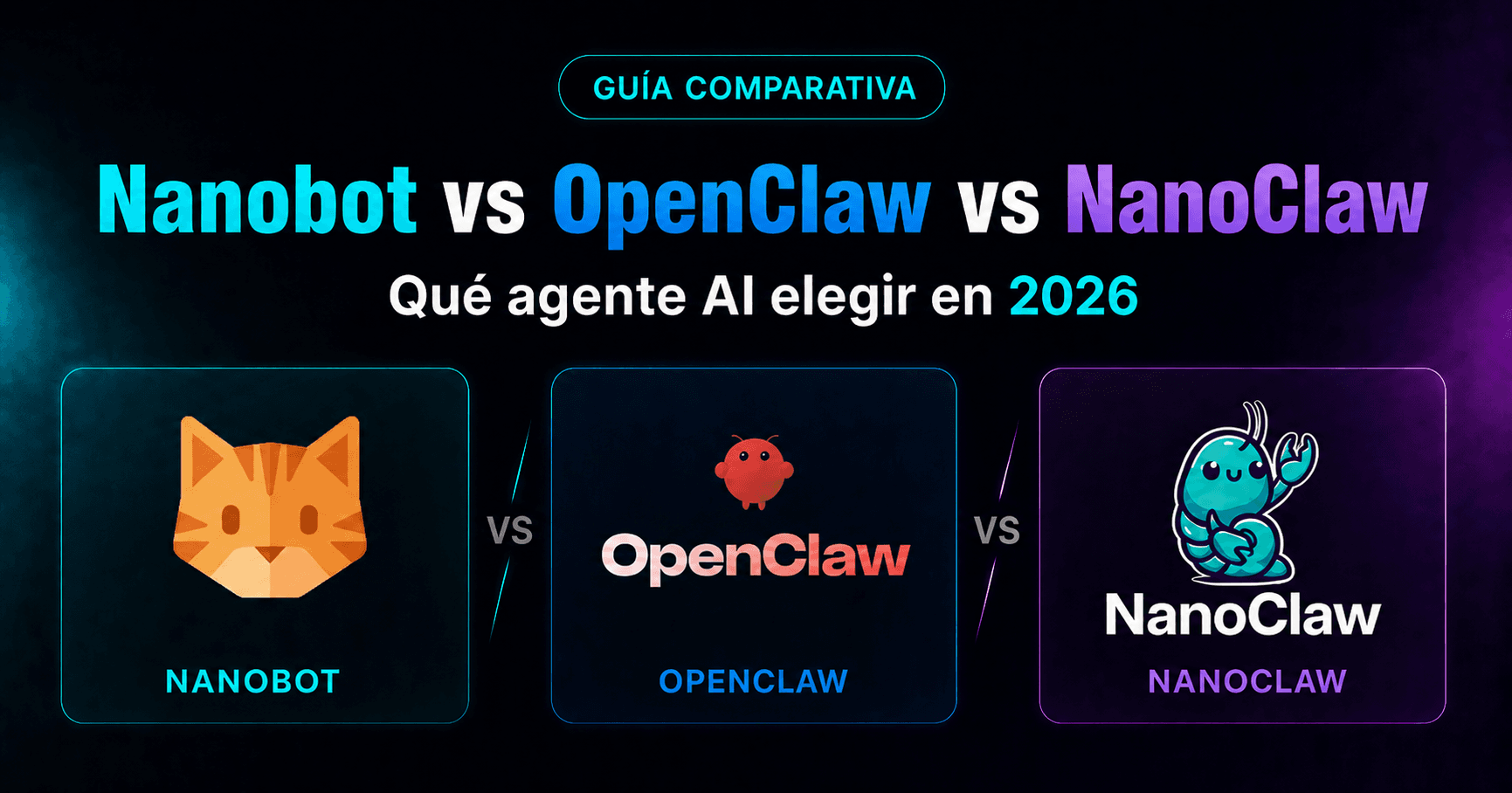 Nanobot vs OpenClaw vs NanoClaw: qué agente AI elegir en 2026